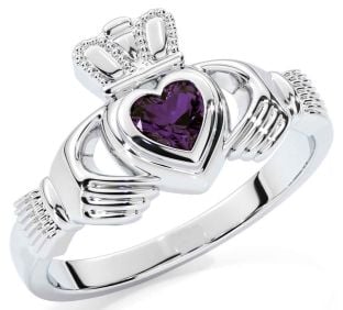 Alexandrite White Gold Claddagh Ring