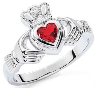 Ruby White Gold Claddagh Ring