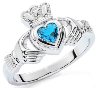 Topaz White Gold Claddagh Ring