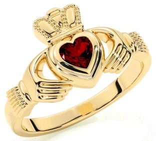 Garnet Gold Claddagh Ring