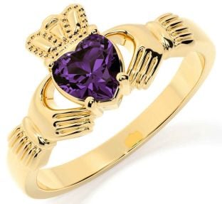 Alexandrite Gold Silver Claddagh Ring