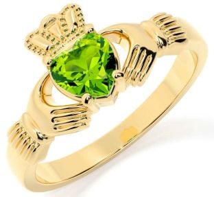 Peridot Gold Silver Claddagh Ring