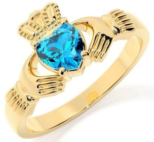 Topaz Gold Silver Claddagh Ring