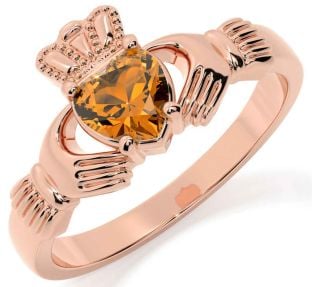 Citrine Rose Gold Claddagh Ring