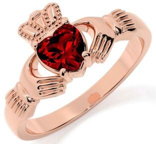 Garnet Rose Gold Claddagh Ring