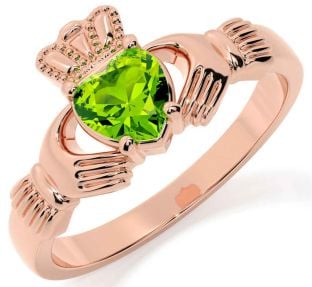 Peridot Rose Gold Claddagh Ring