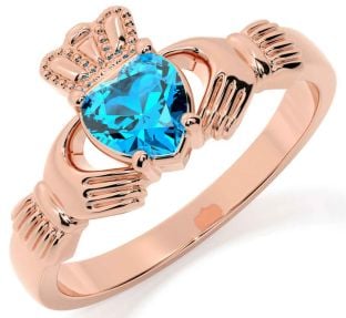 Topaz Rose Gold Claddagh Ring