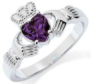 Alexandrite Silver Claddagh Ring