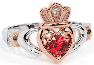 Ruby Rose Gold Silver Claddagh Ring