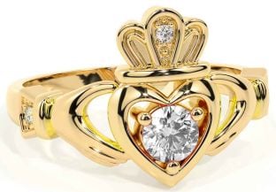 Diamond Gold Silver Claddagh Ring