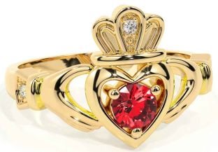 Ruby Gold Silver Claddagh Ring