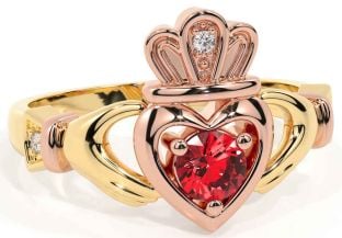 Ruby Rose Yellow Gold & Silver Claddagh Ring