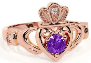 Amethyst Rose Gold Claddagh Ring