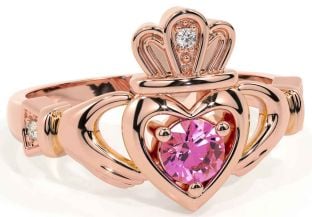 Pink Tourmaline Rose Gold Claddagh Ring