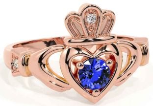 Sapphire Rose Gold Claddagh Ring