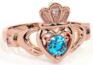 Topaz Rose Gold Claddagh Ring