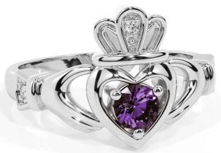 Alexandrite Silver Claddagh Ring