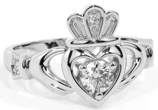 Diamond Silver Claddagh Ring