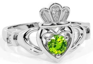 Peridot Silver Claddagh Ring