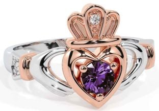 Alexandrit Rose Gold Silber Claddagh Ring