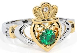 Smaragd Goud Zilver Claddagh Ring