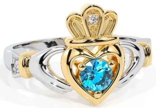 Topaz Gold Silver Claddagh Ring