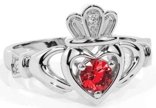 Ruby Biele Zlato Claddagh Prsteň