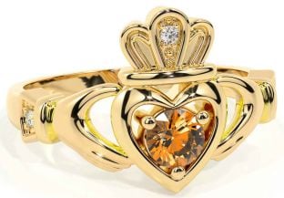 Citrine Gold Claddagh Ring