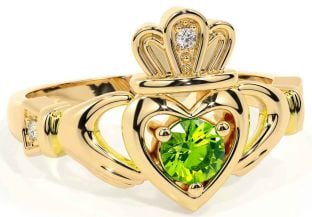 Peridot Altın Claddagh Yüzük