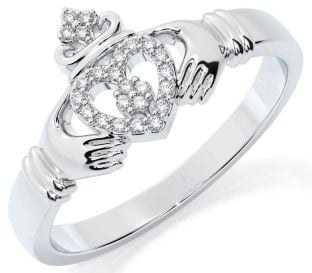 Diamond White Gold Claddagh Ring