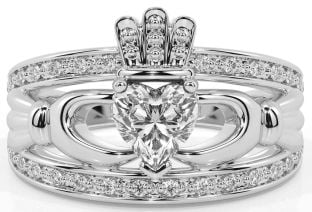 Diamond Silver Claddagh Ring