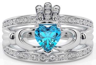 Diamante Topazio Bianco Oro Claddagh Squillo