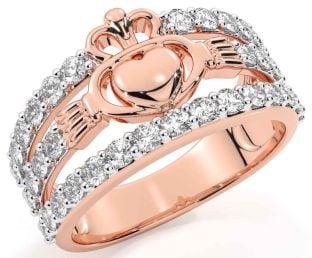 Diamond Rose Gold Claddagh Ring