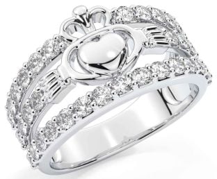 Diamond Silver Claddagh Ring