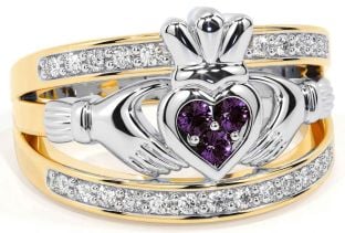 Diamond Alexandrite Gold Silver Claddagh Ring