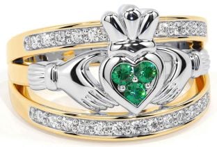 Diamond Emerald Gold Silver Claddagh Ring