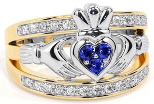 Diamond Sapphire Gold Silver Claddagh Ring