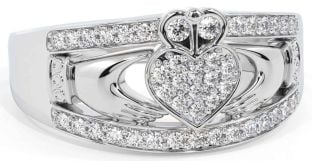 Diamond Silver Claddagh Ring