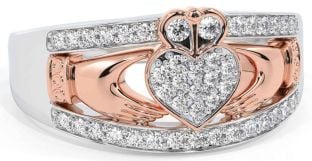 Diamond White Rose Gold Claddagh Ring