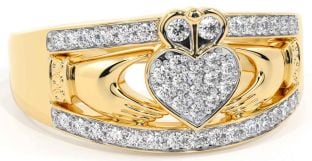 Diamante Ouro Claddagh Anel