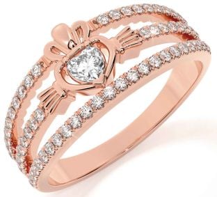 Diamond Rose Gold Claddagh Ring