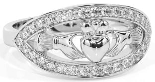 Diamond Silver Claddagh Ring