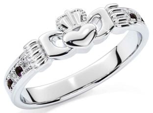 Diamond Alexandrite Silver Claddagh Ring