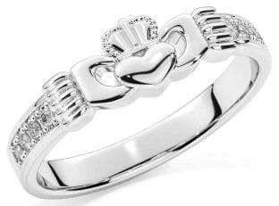 14K Gold Silver Celtic Claddagh Band Ring Ladies