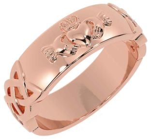 Men's Rose Gold Silver Celtic Claddagh Ring