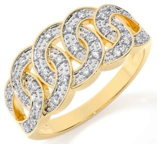 Diamond Gold Silver Celtic Ring