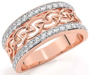 Diamond Rose Gold Silver Celtic Ring