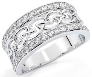 Diamond Silver Celtic Ring