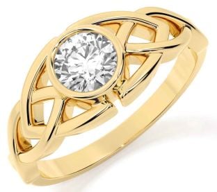 Diamond Gold Silver Celtic Trinity Knot Ring