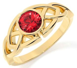 Ruby Gold Silver Celtic Trinity Knot Ring